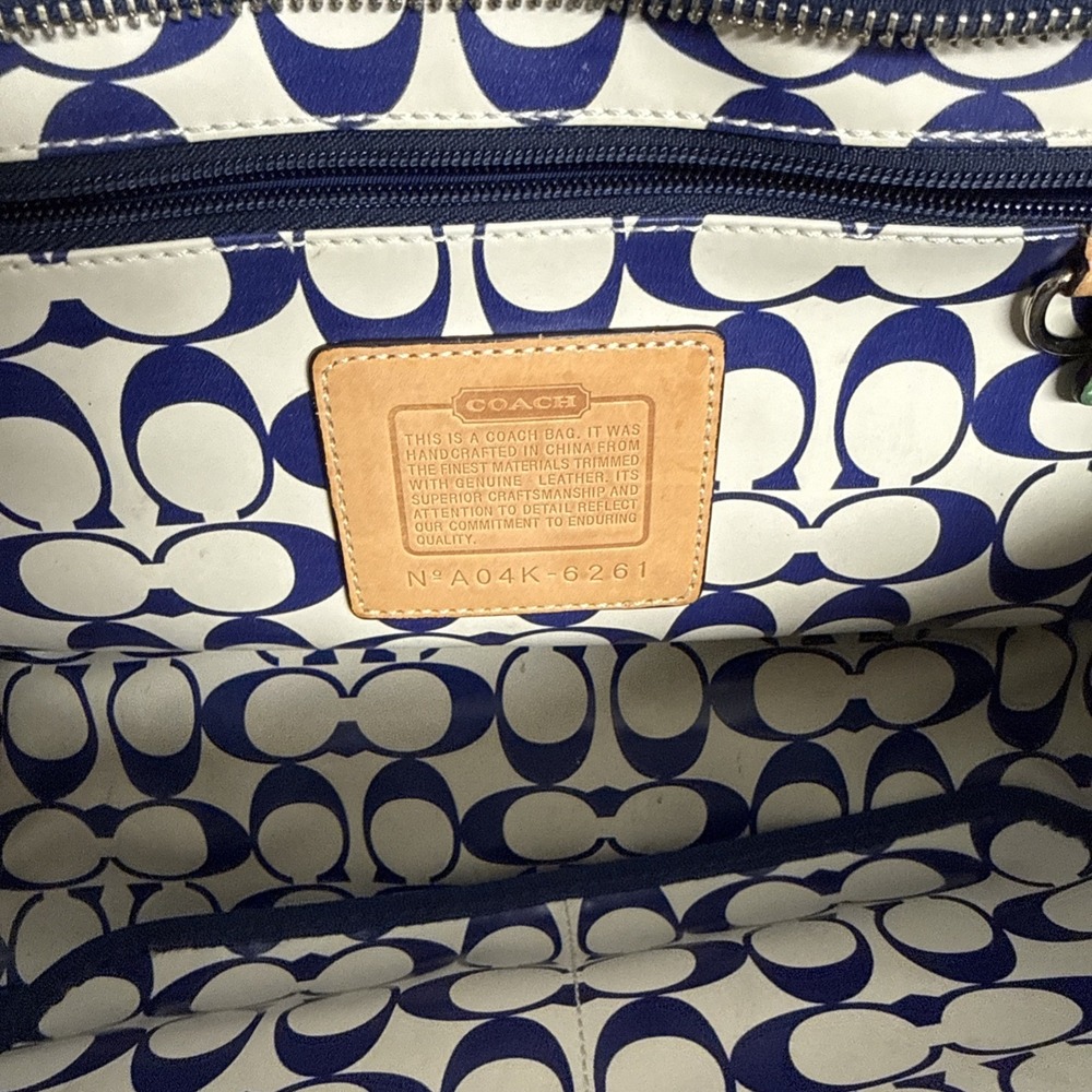 Vtg Coach Mini Tote Hamptons Blue Green Brown‎ #6261  arly 2000's Preppy Vaca - Picture 5 of 16